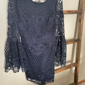 Fitted lace navy dress dress